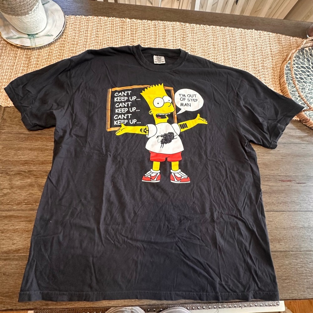 The Simpsons Bart T Shirt Out of Step Man Comfort Colors 2XL Black Cartoon‎
